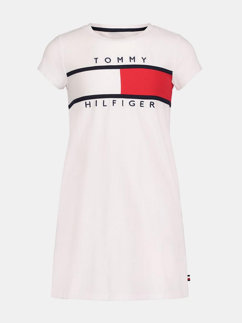 Lány Tommy Hilfiger Flag T-Shirt Dresses Rózsaszín | HU 1742FDN